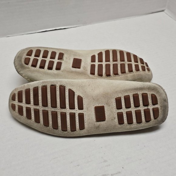 GUCCI Loafer Slip On Shoes Beige Cream Leather Made in Italy Horsebit Buckle 8.5 - Picture 11 of 16